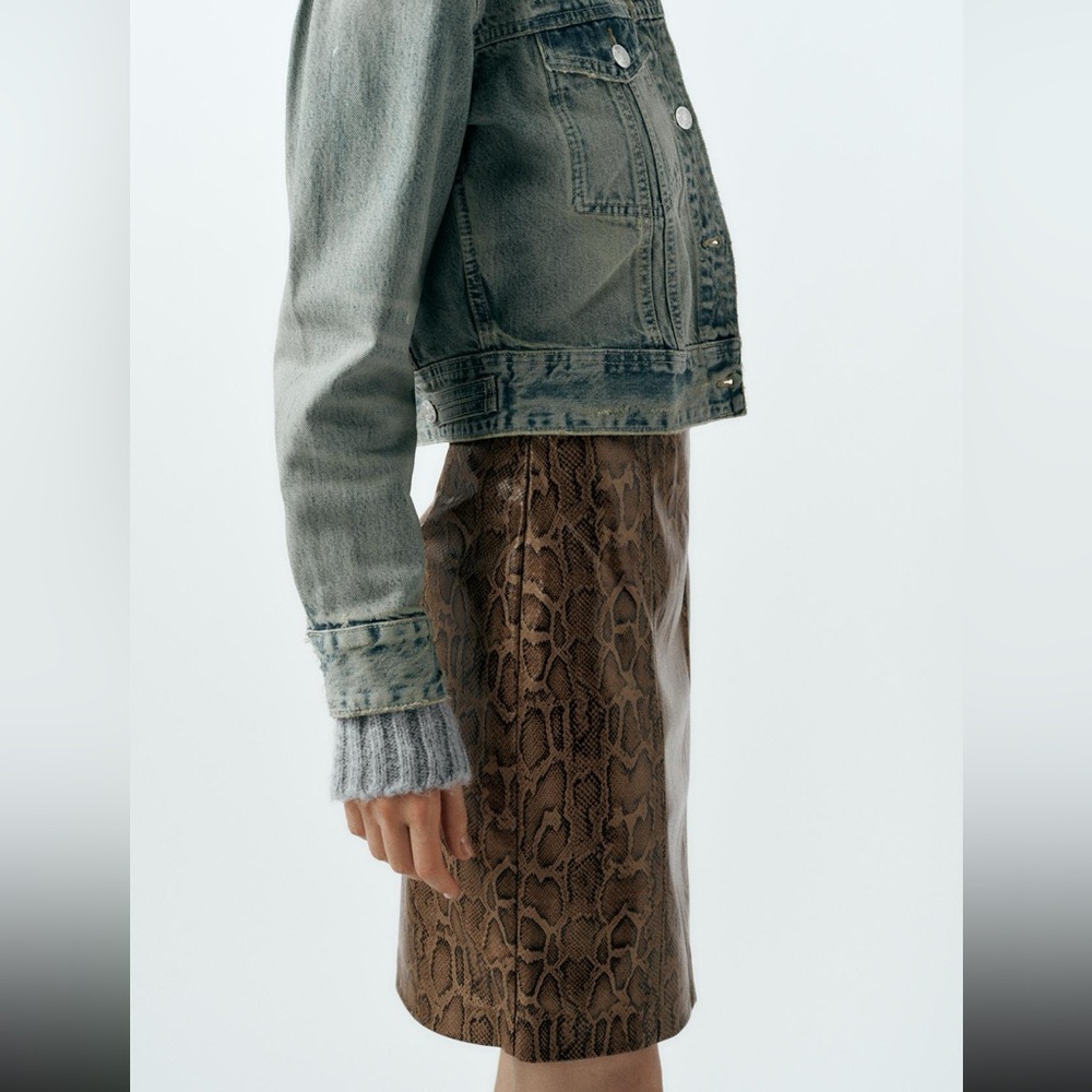 NWT Zara faux snakeskin leather skirt - Picture 2 of 8